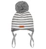 METSOLA Knitted baby striped 1 pompom grey melange 6-12M